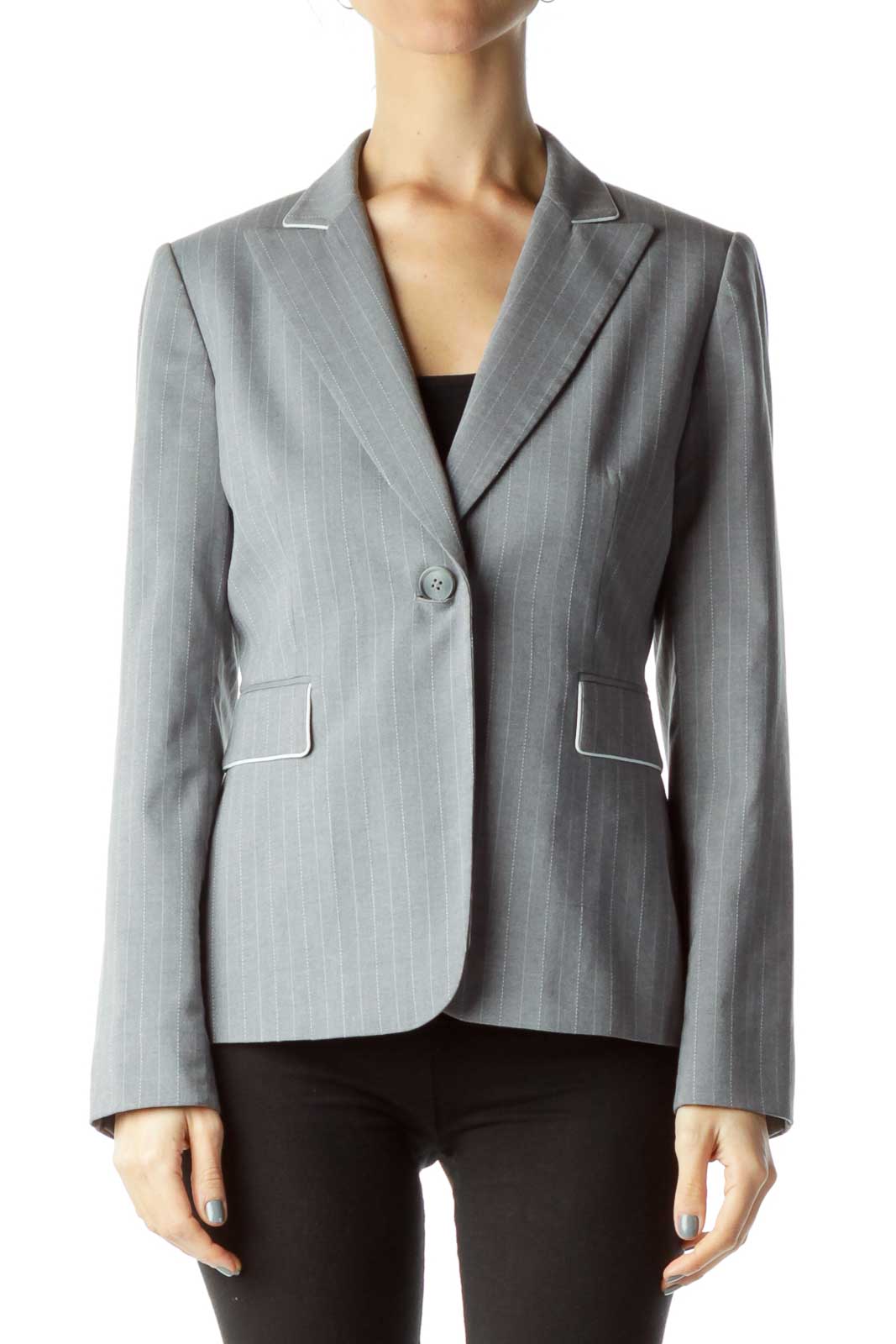 Gray Pinstripe Suit Jacket