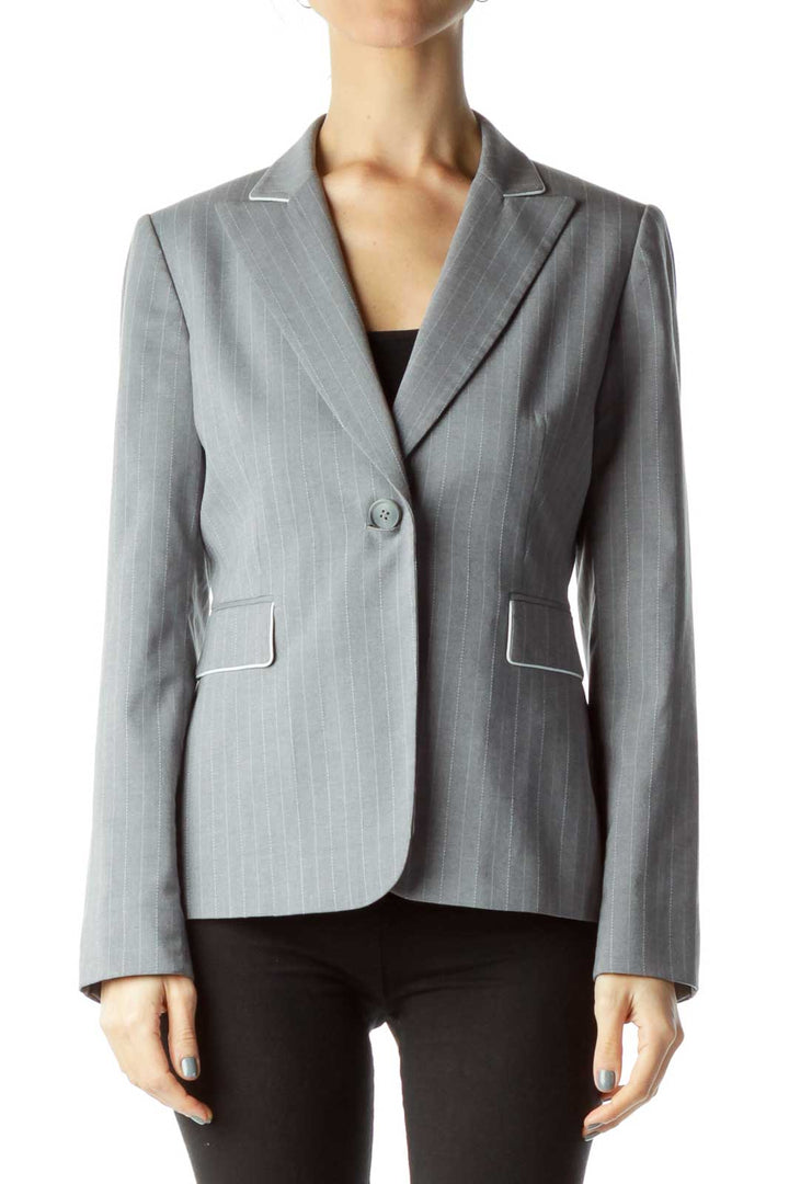 Gray Pinstripe Suit Jacket
