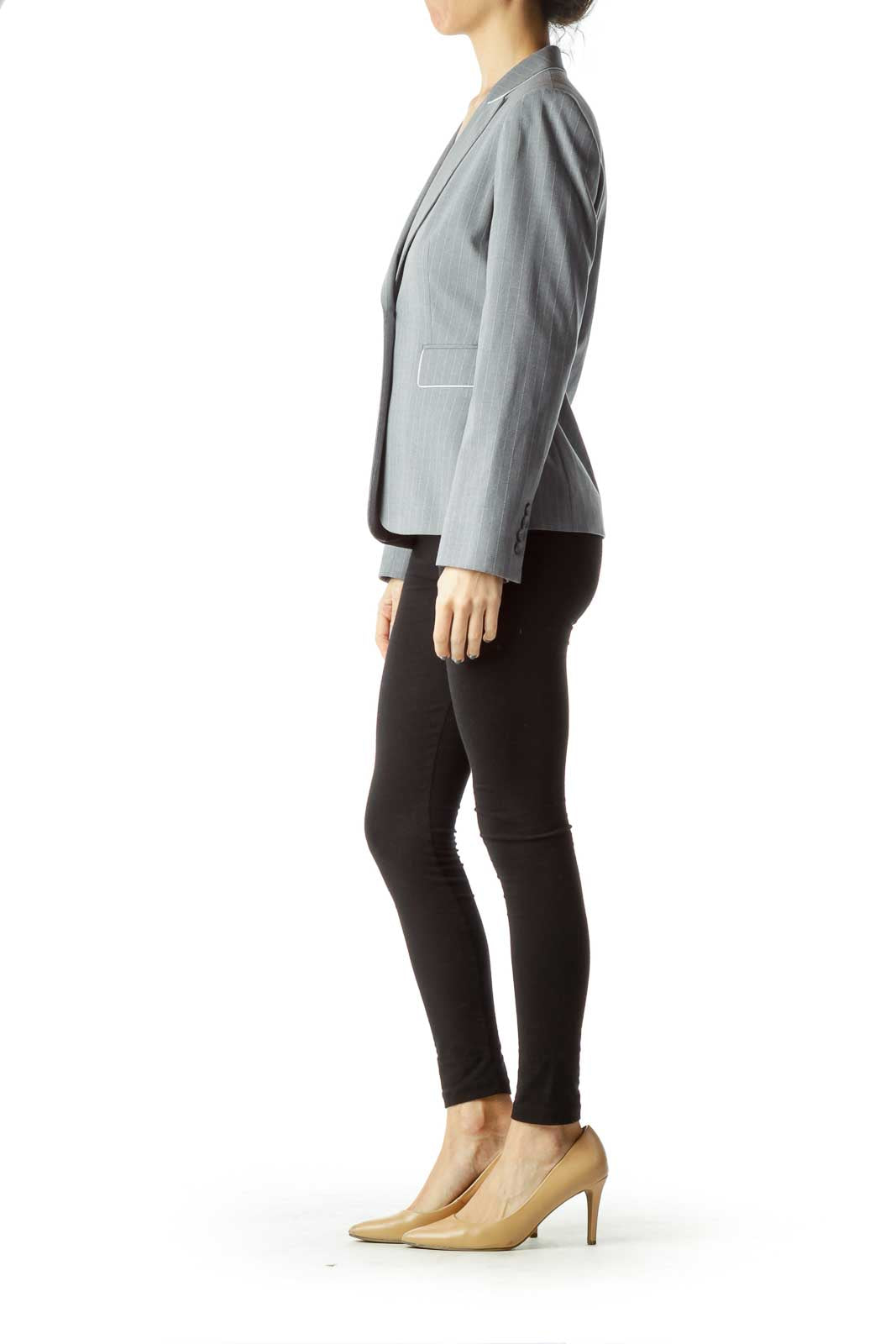 Gray Pinstripe Suit Jacket