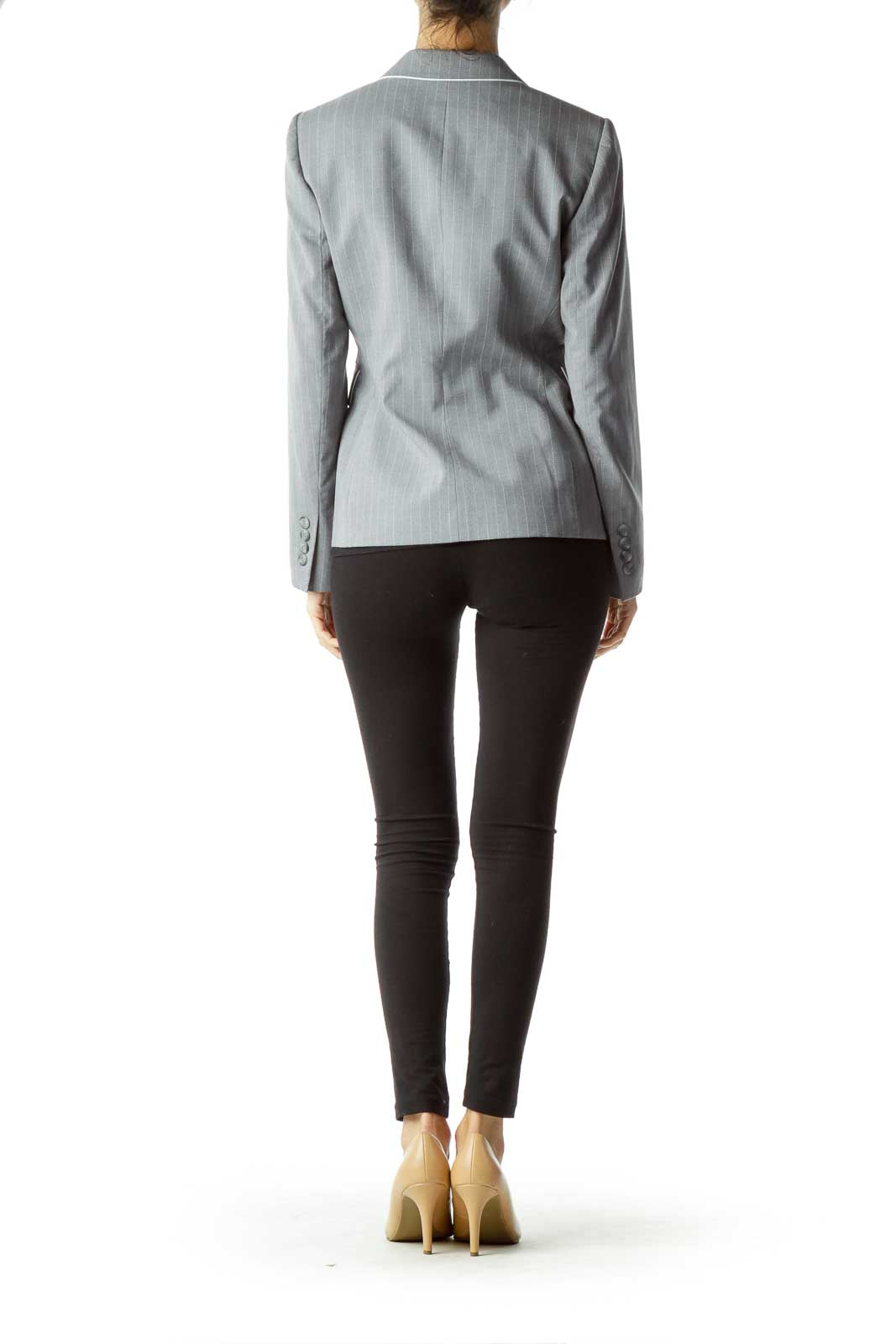 Gray Pinstripe Suit Jacket