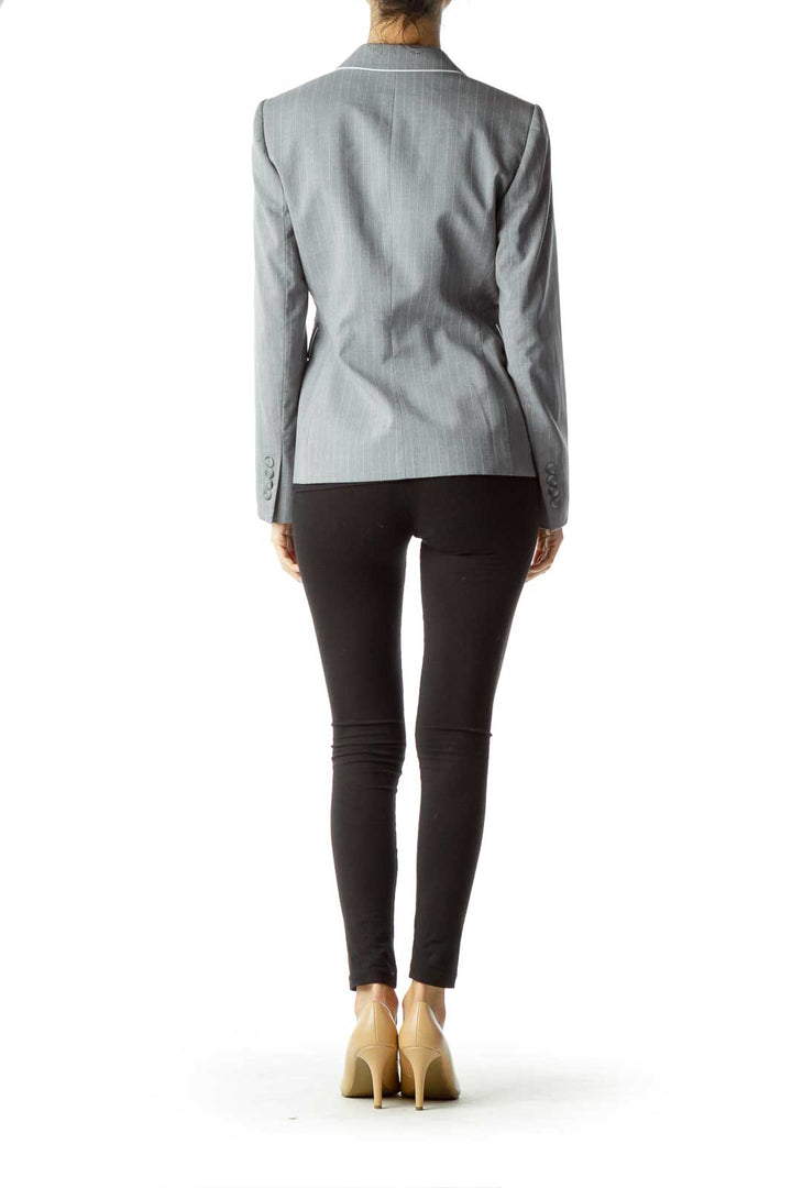 Gray Pinstripe Suit Jacket