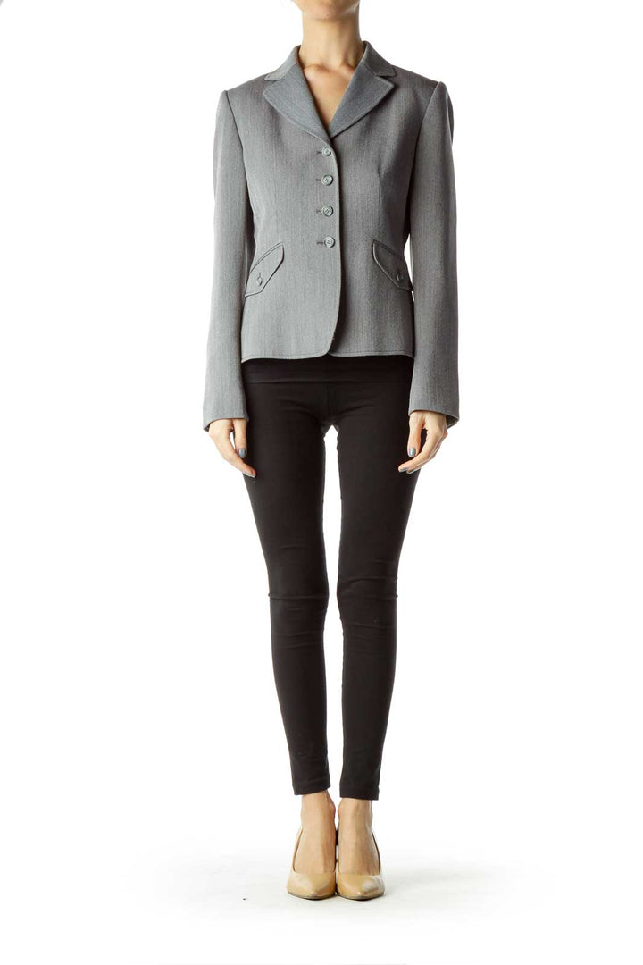 Gray Textured Suit Jacket