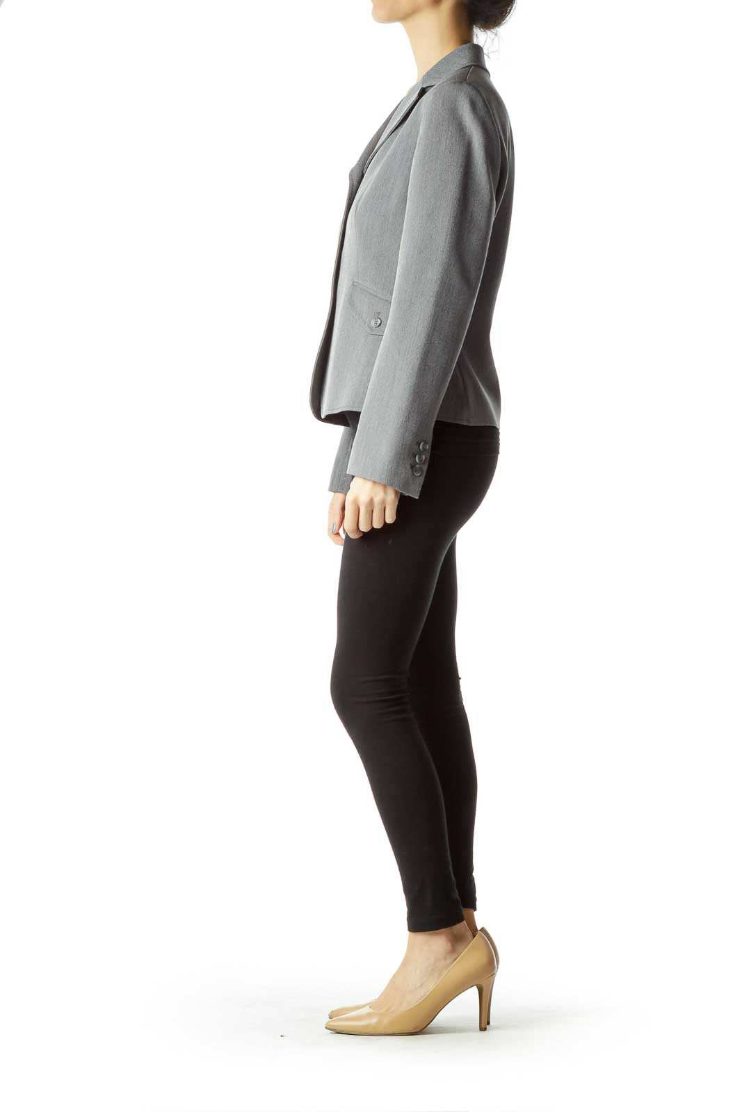 Gray Textured Suit Jacket