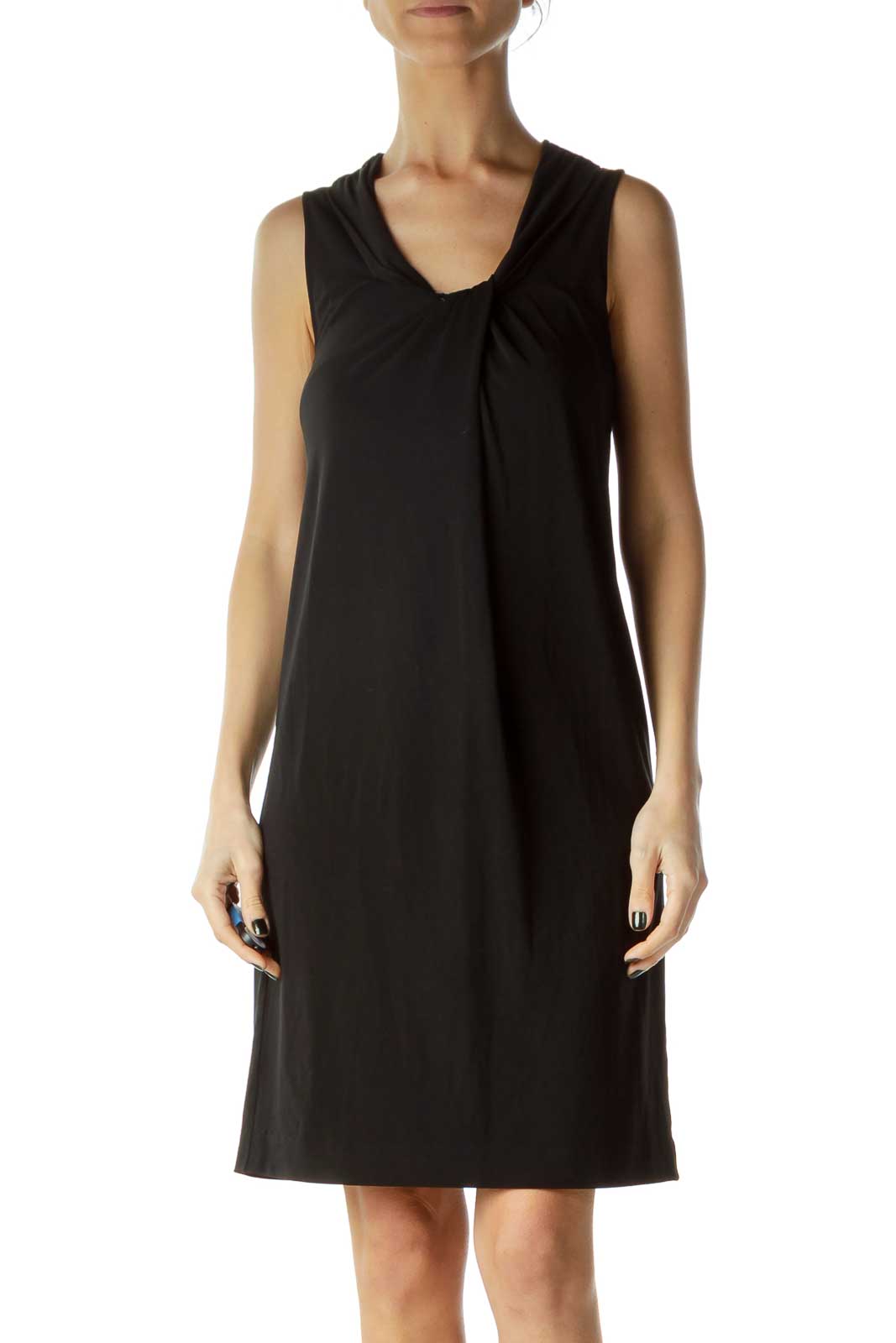 Black Round Neck Shift Dress