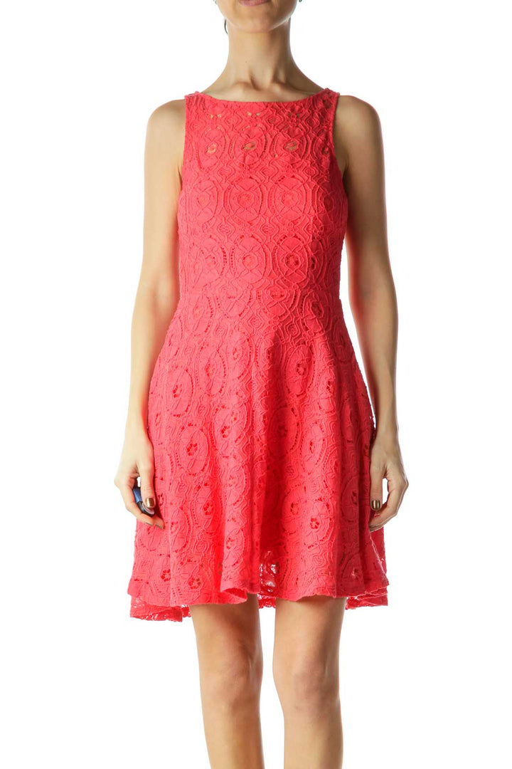 Pink Lace A-line Day Dress