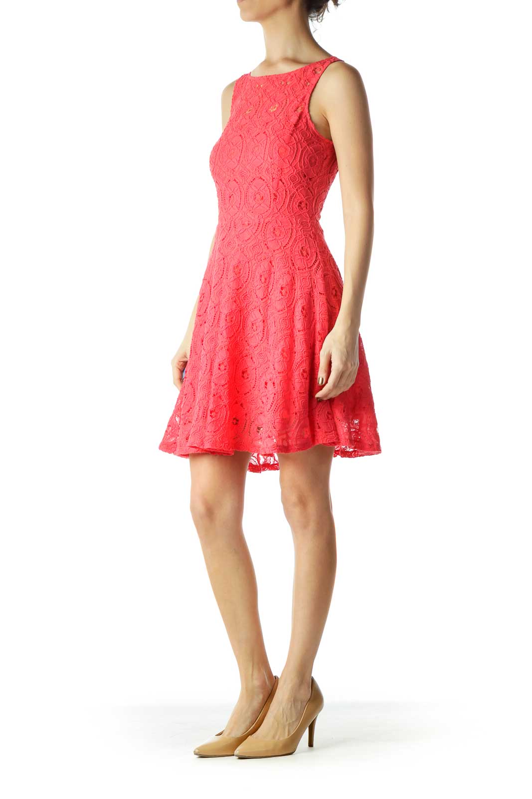 Pink Lace A-line Day Dress