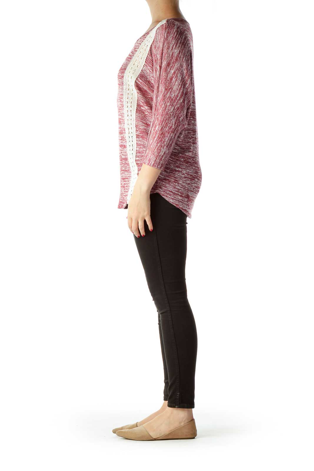 Pink Lace Detail Mottled Shirt