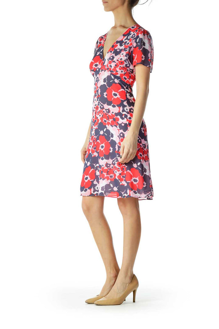 Pink Red Blue Floral Day Dress