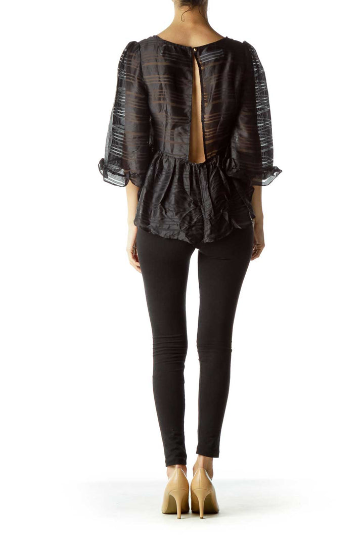 Black Sheer High-Low Silk Top