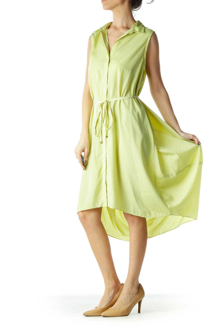 Green Sleeveless Shirt Dress