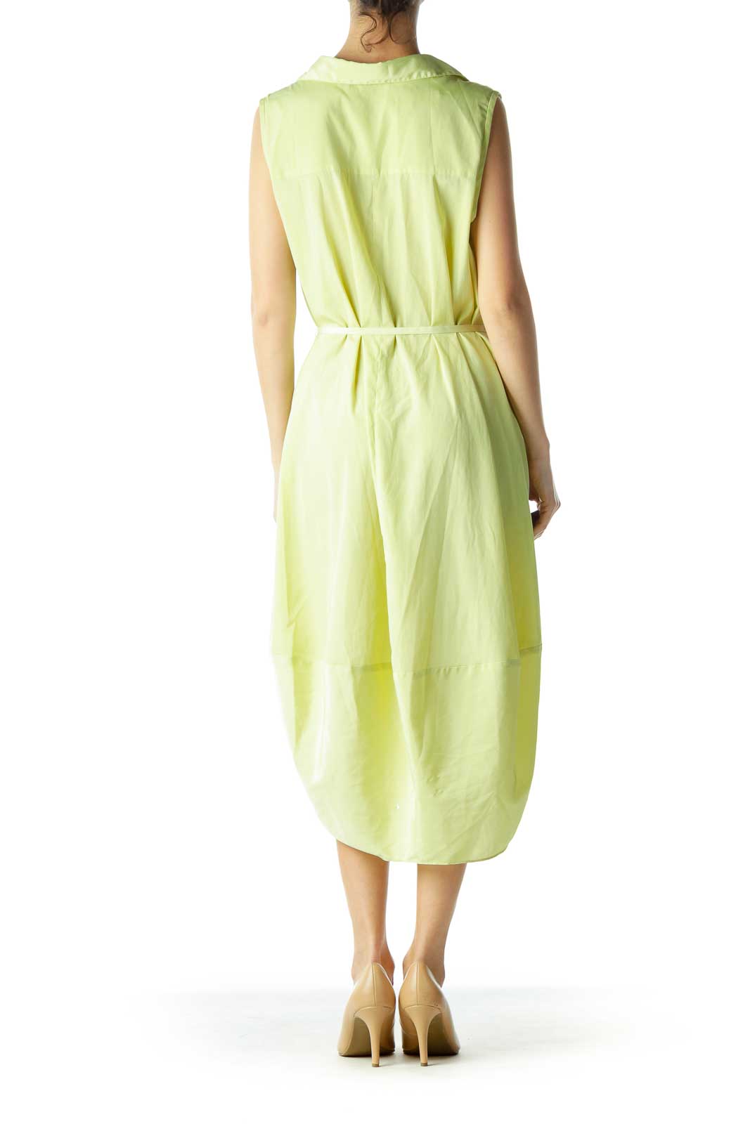 Green Sleeveless Shirt Dress