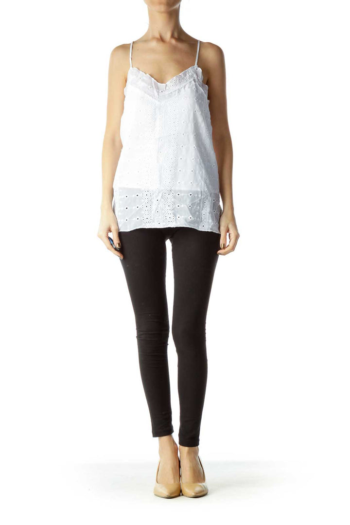 White Eyelet Sheer Tank Top