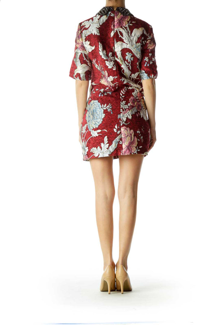 Red Black Beaded Embroidered Dress