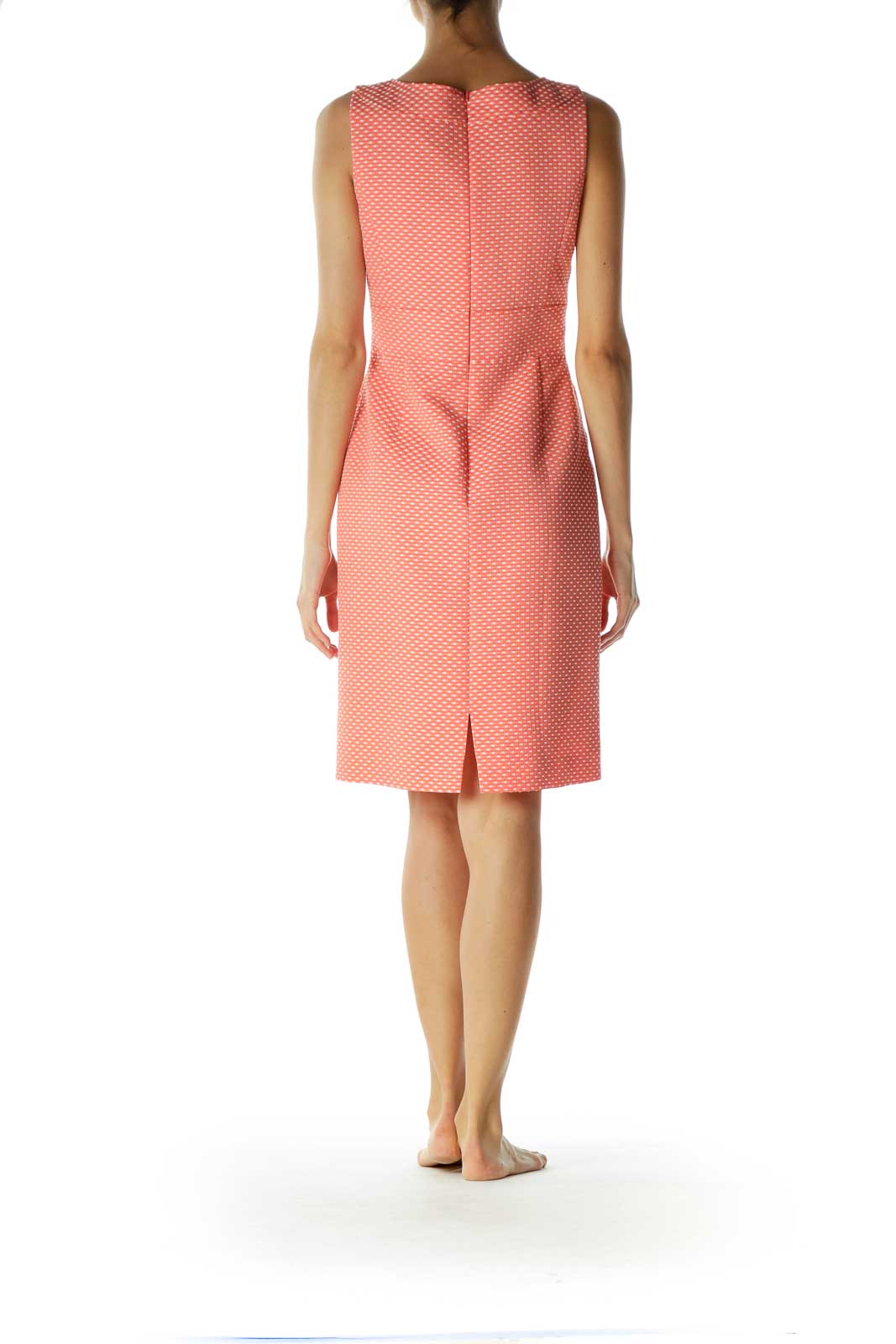 Orange White Stitch Print Work Dress