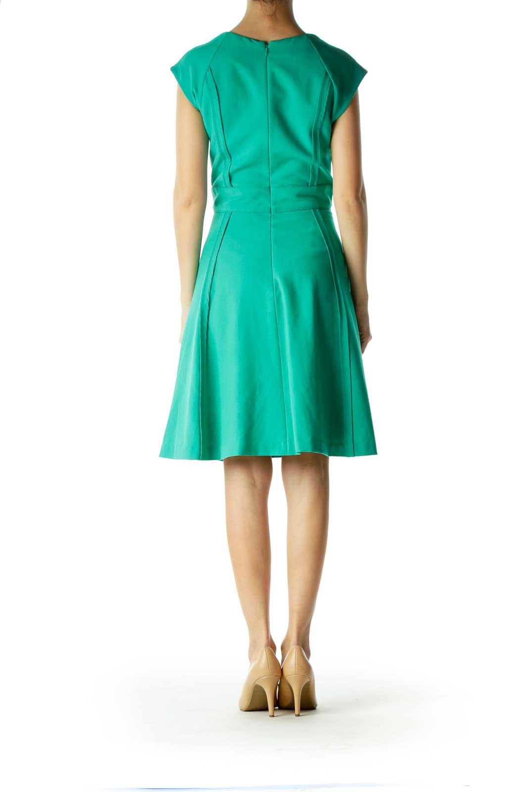 Green Square Neck Empire Waist Dress