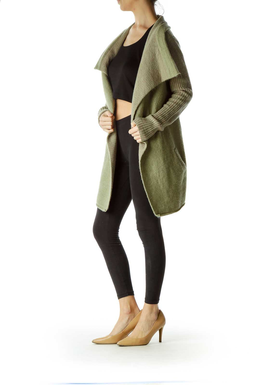 Green Chunky Knit Cardigan