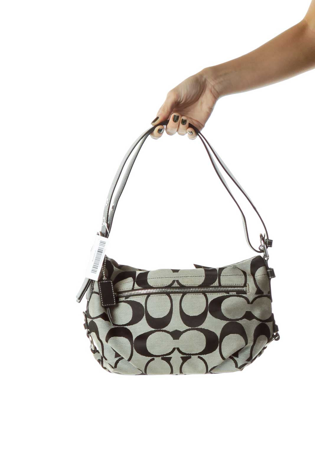 Black Gray Monogrammed Shoulder Bag