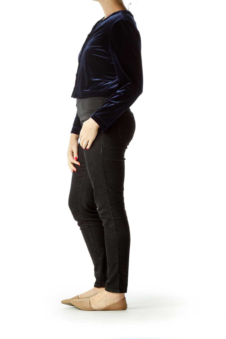 Navy Velvet Cropped Jacket