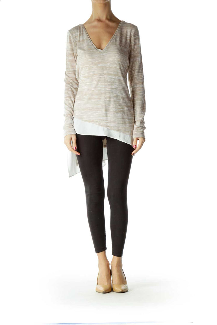 Beige Mottled Layered Knit