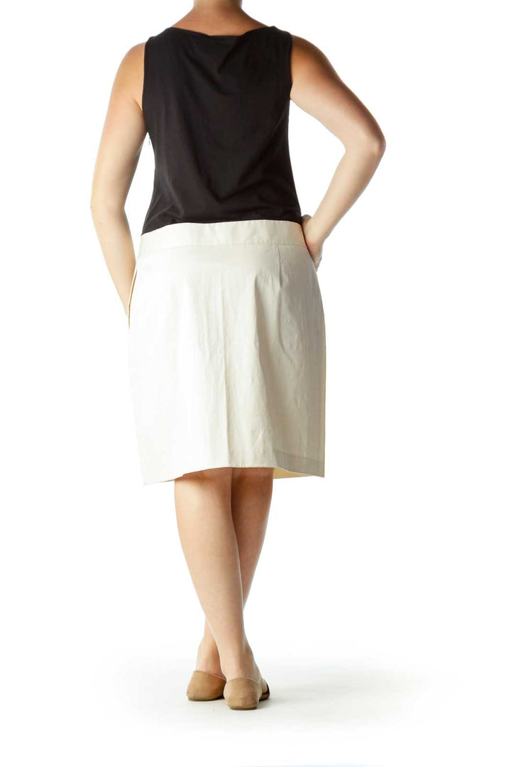 Black Cream Pocketed Day Dress