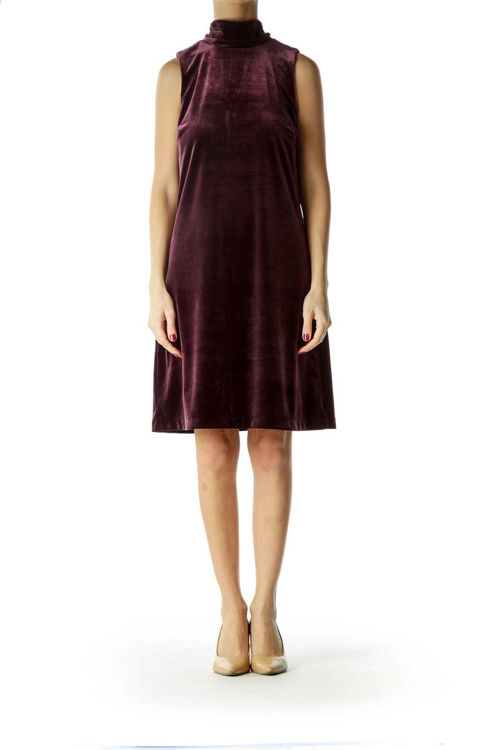 Red Velvet Shift Dress with Bow