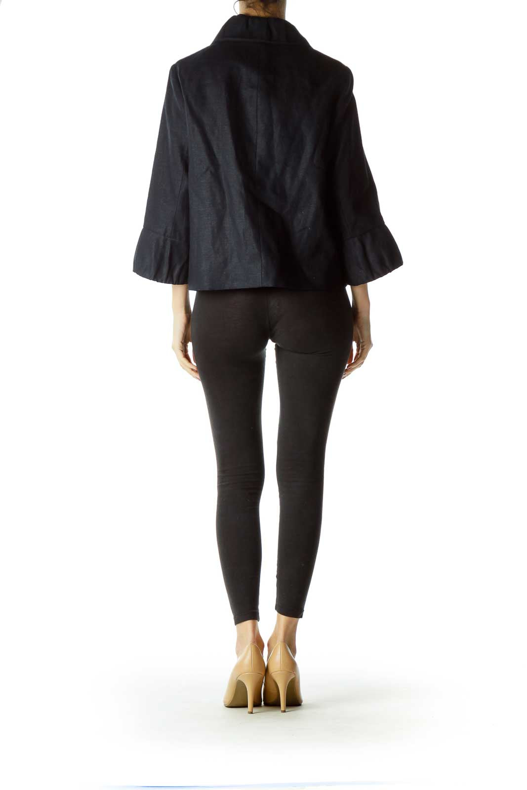 Blue Textured Pocketed Blazer