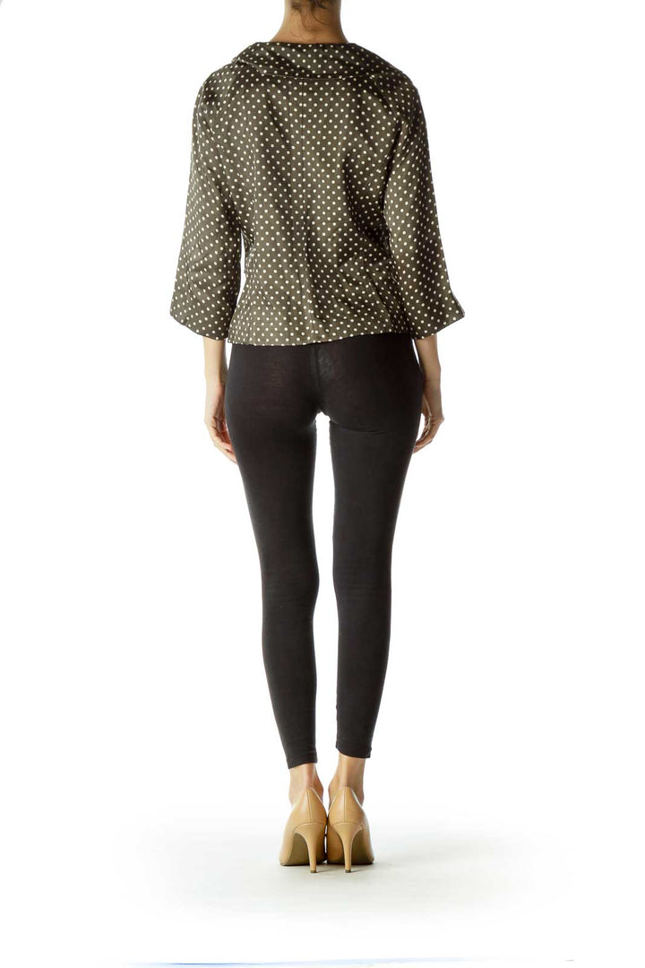 Green White Polka Dot Buttoned Jacket