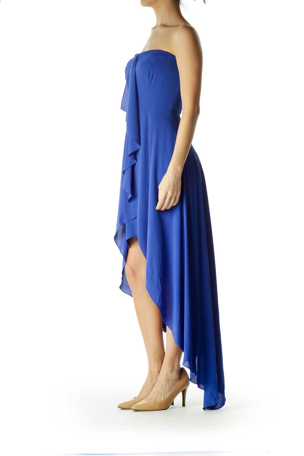 Blue Strapless High-Low Dress