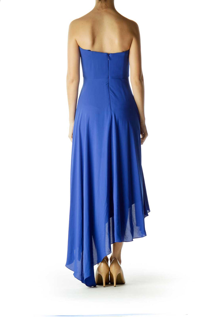 Blue Strapless High-Low Dress