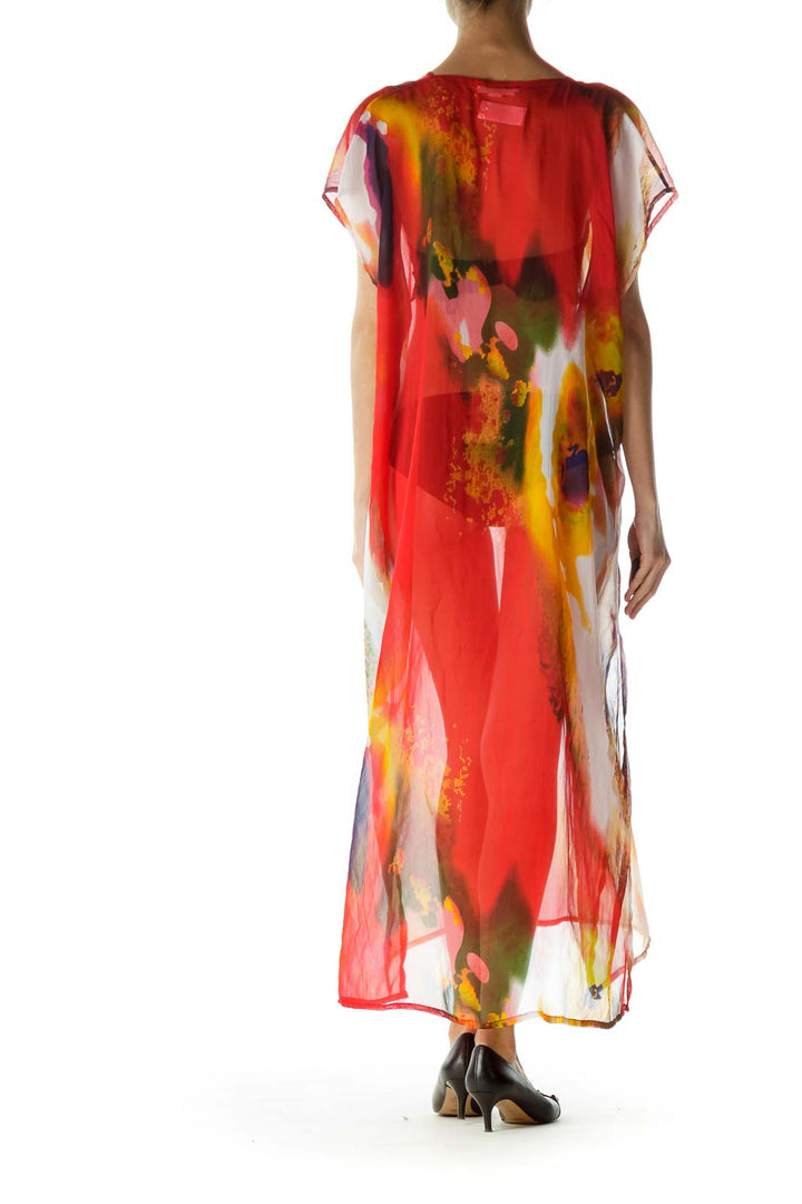 Multicolor Tie Dye Sheer Cover Up