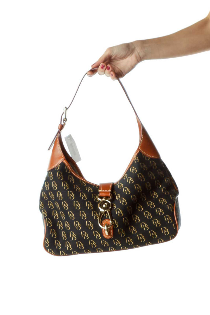 Black Brown Monogrammed Shoulder Bag