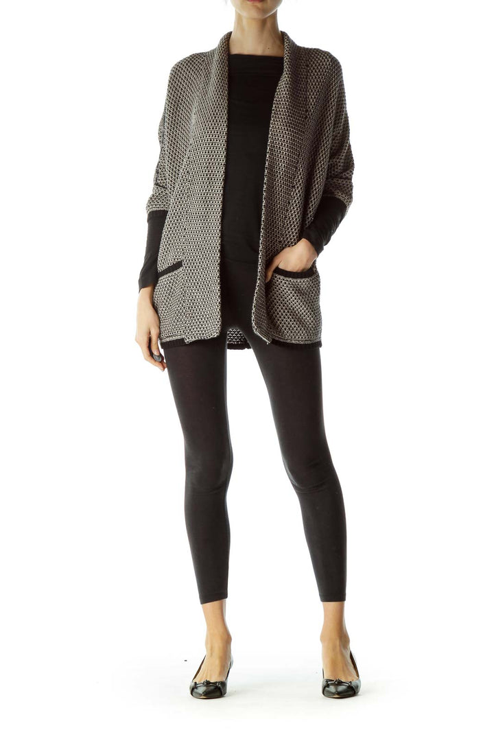 Black Beige Crocheted Sweater