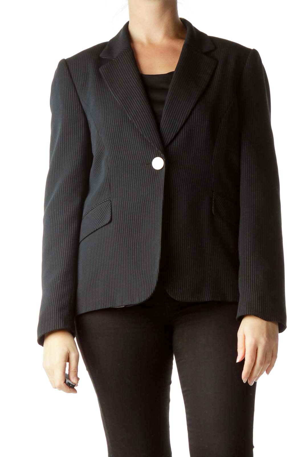 Black White Pinstripe Blazer