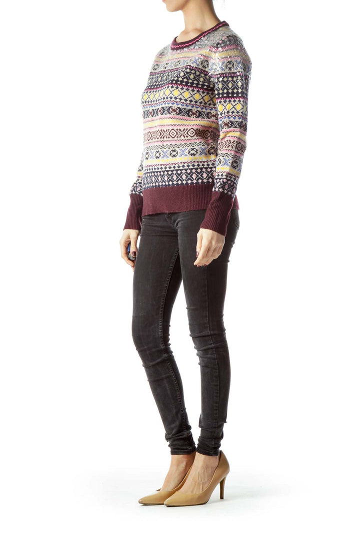 Multicolored 100% Lambswool Sequins Sweater