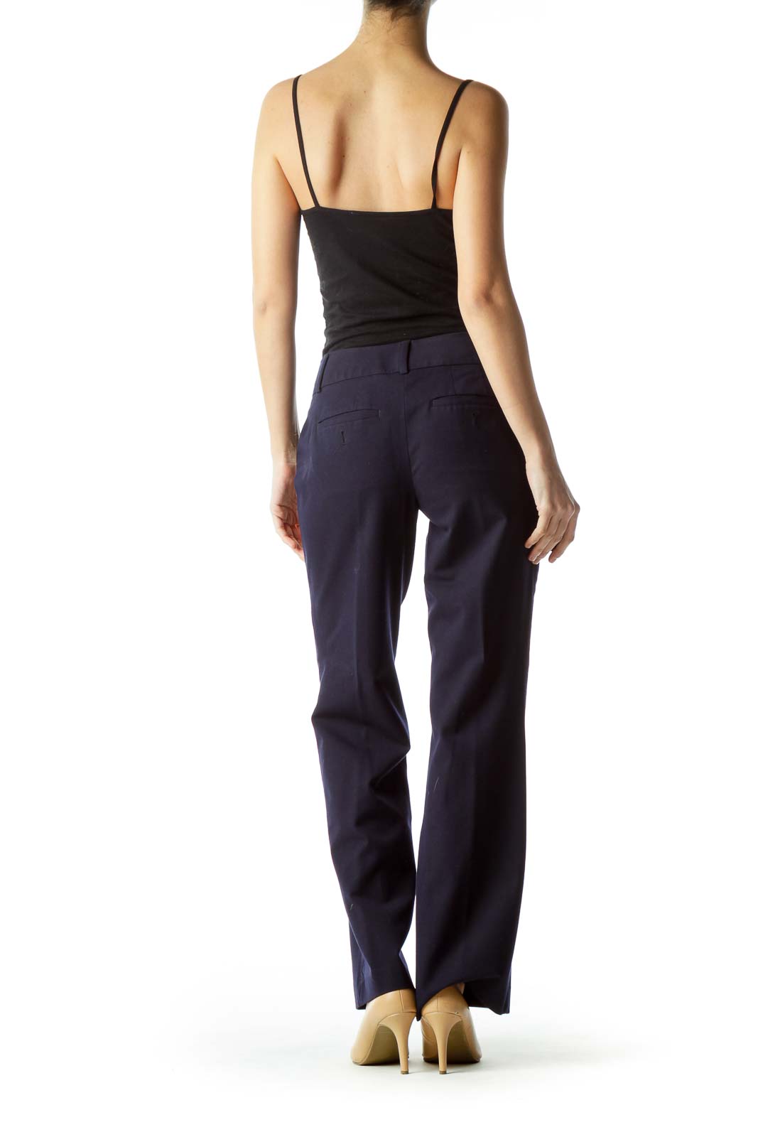 Navy Blue Straight Leg Slacks