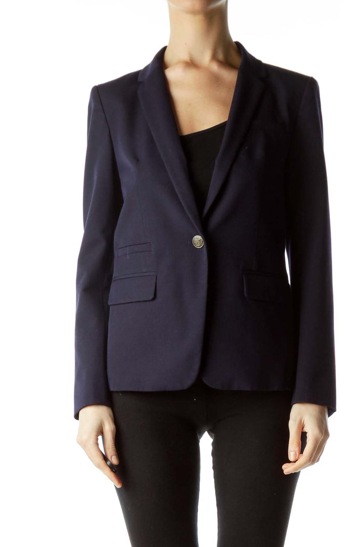 Navy Blue Buttoned Blazer