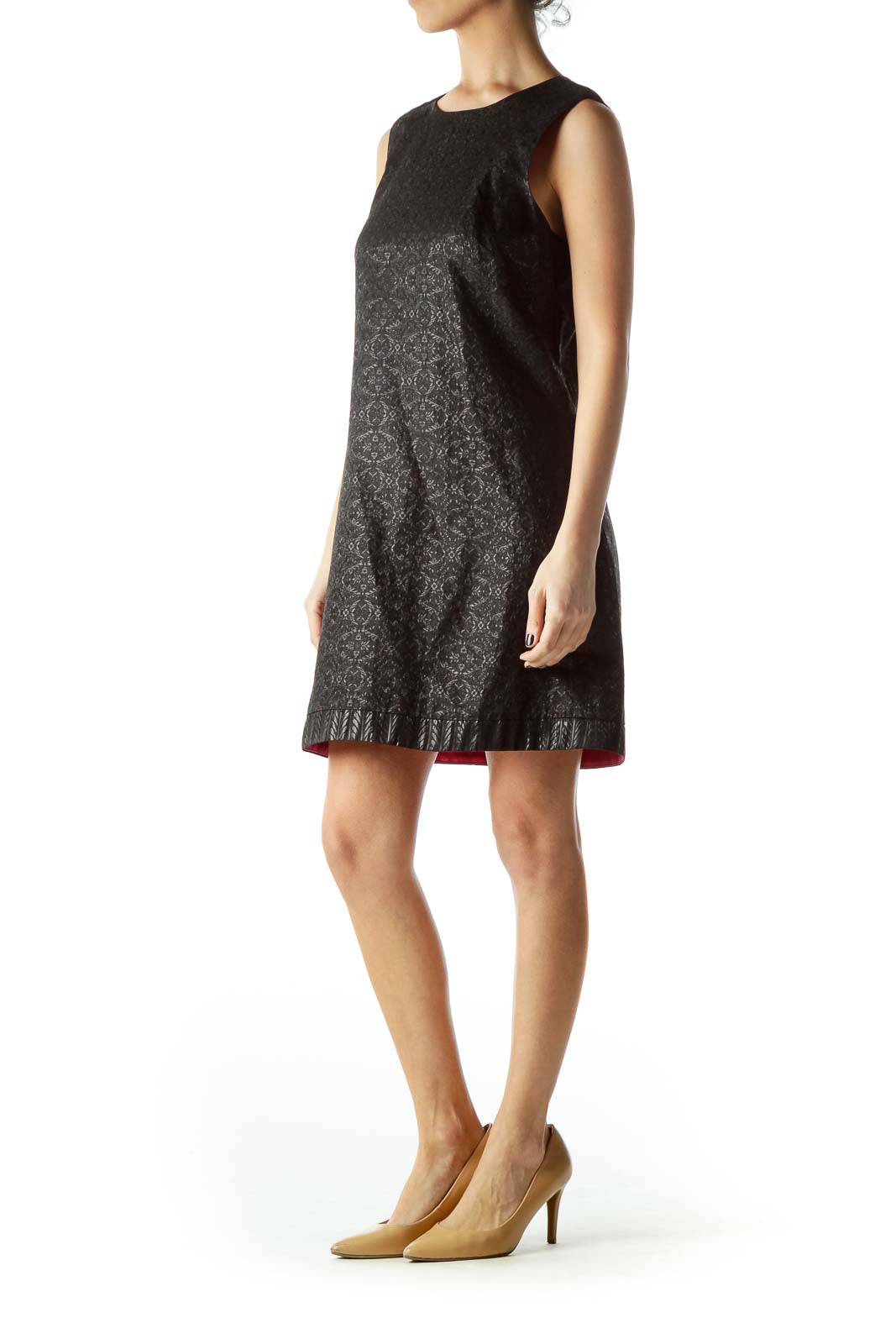 Black Metallic Texture Cocktail Dress