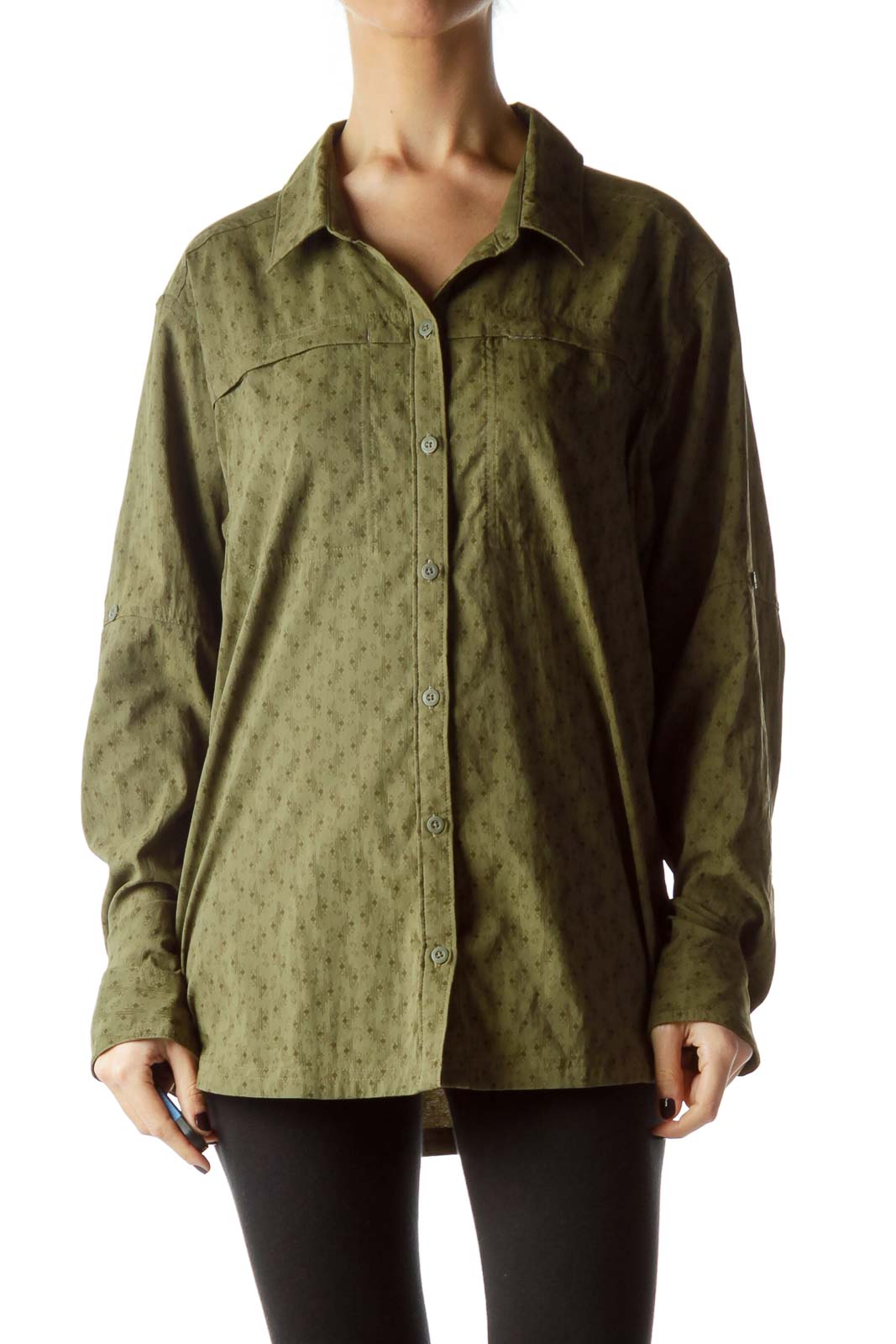 Army Green Small Geometric Print Shirt