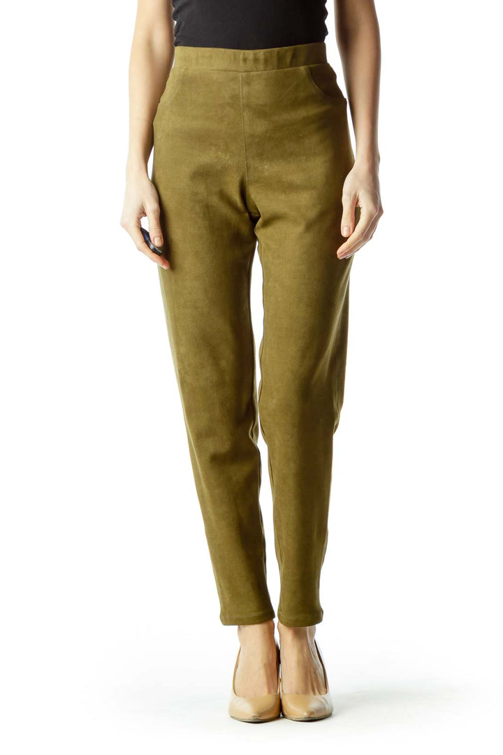 Green Faux Suede Leggings