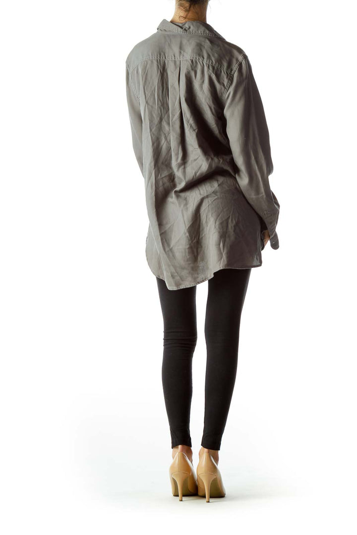 Gray Collared Pocketed Shirt