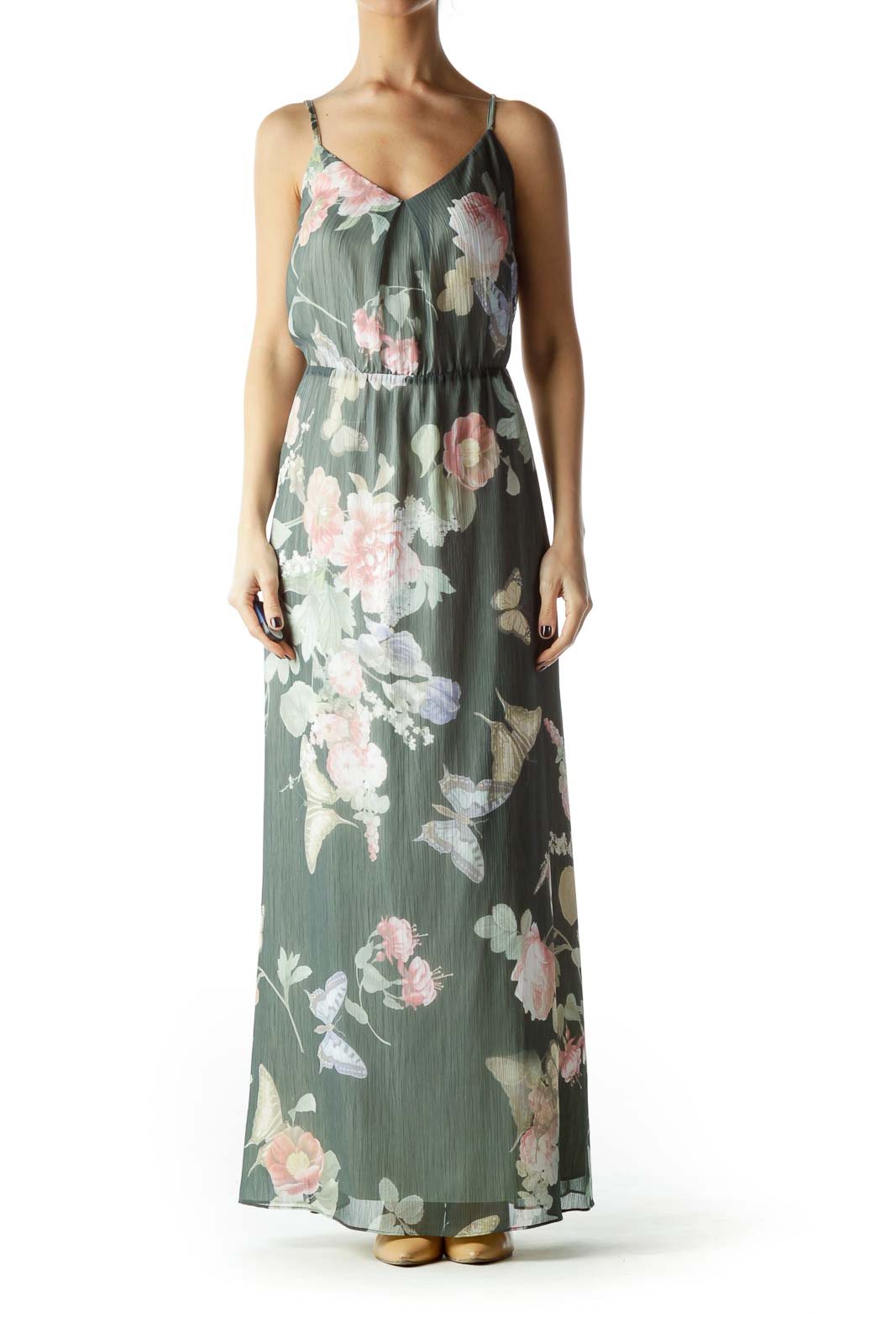 Multicolored Floral Nature Print Long Day Dress