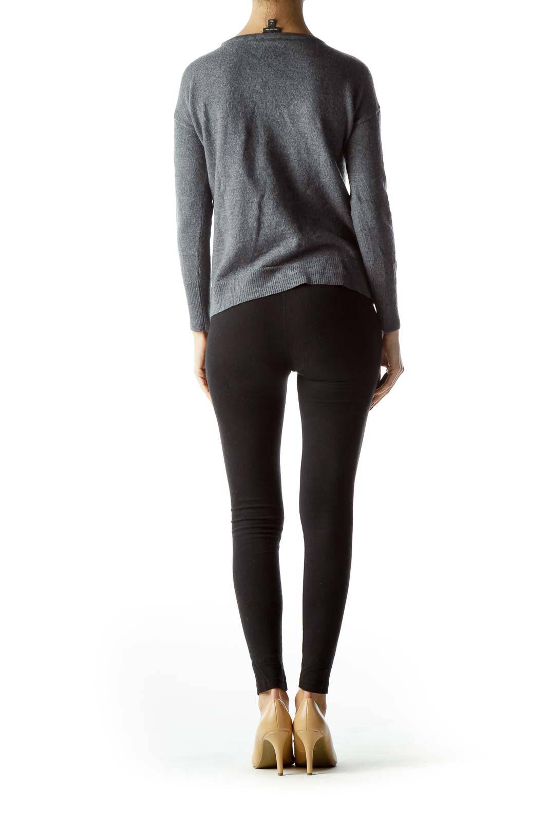 Gray Side Gold Zippers Sweater