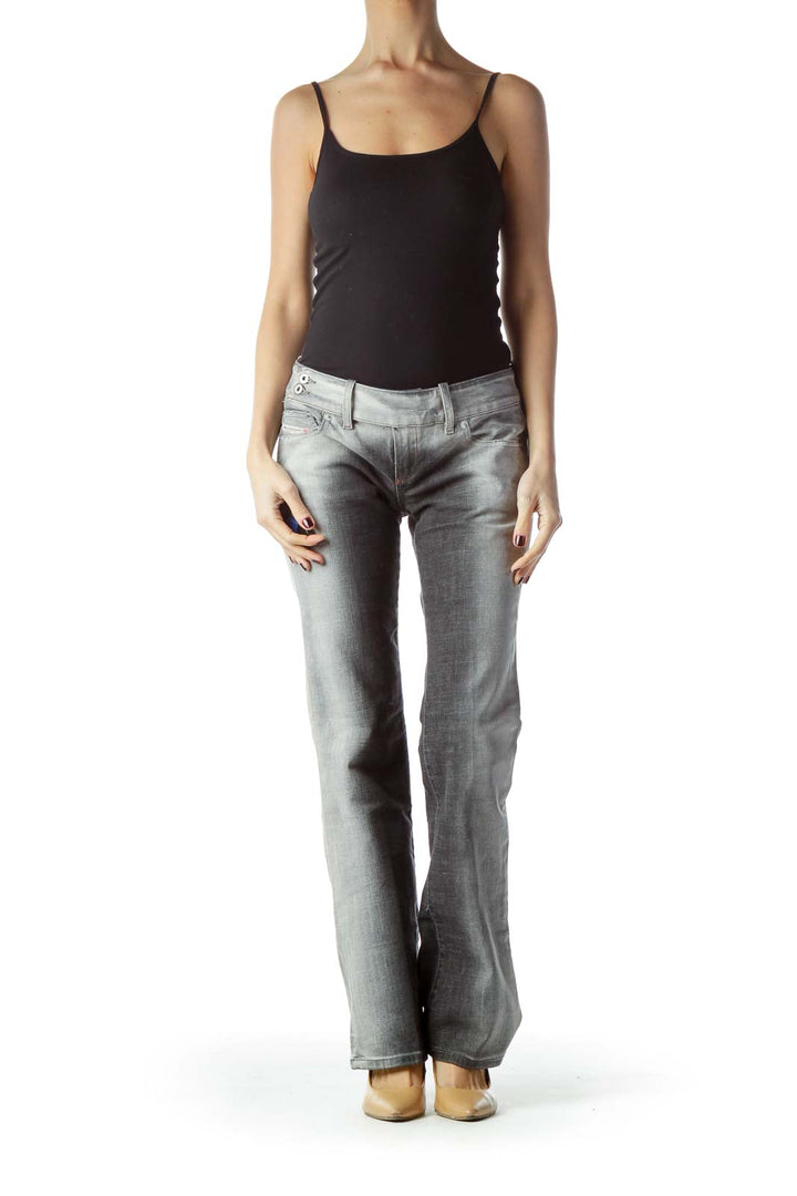 Two-Tone Gray Denim Jeans