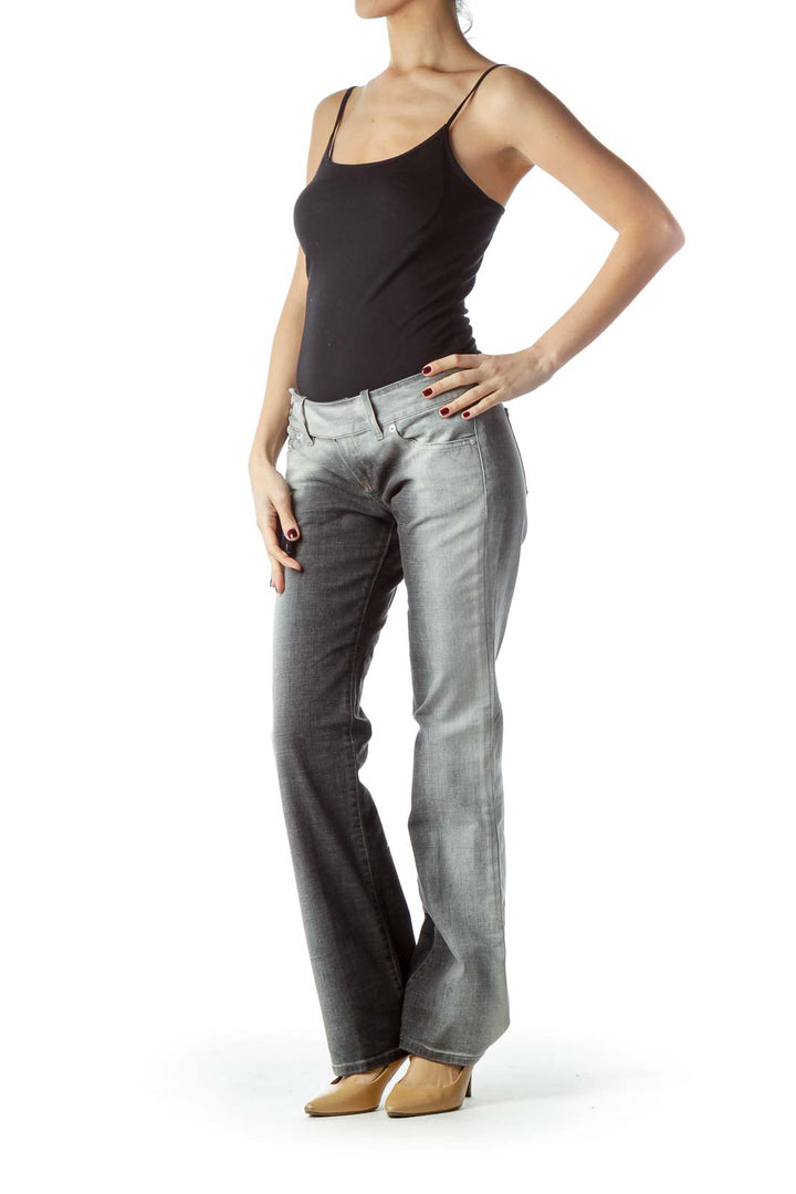 Two-Tone Gray Denim Jeans