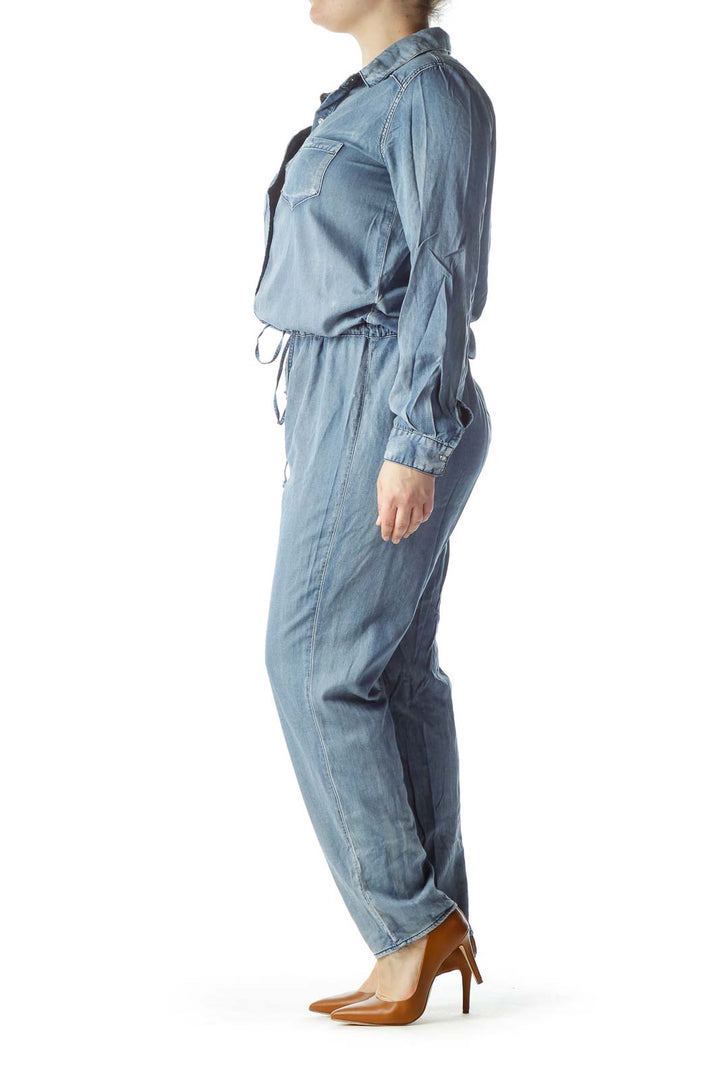 Blue Long Sleeve Jumpsuit