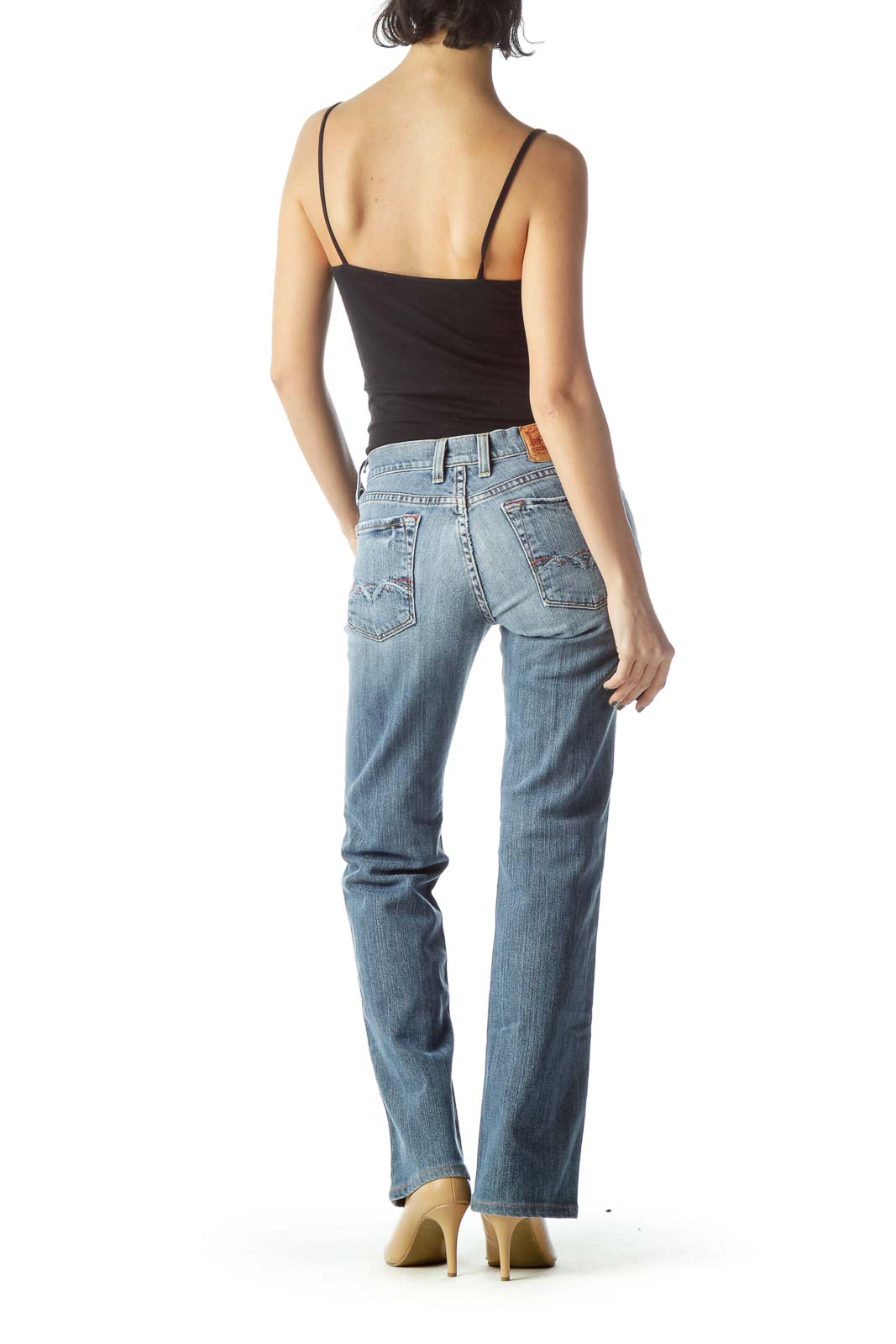 Blue Straight-Leg Jeans