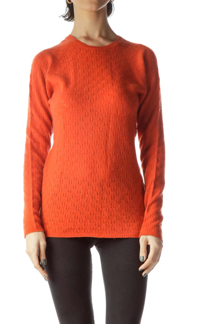 Orange 100% Cashmere Long Sleeve Sweater