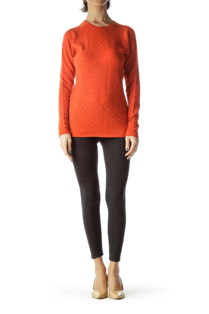 Orange 100% Cashmere Long Sleeve Sweater