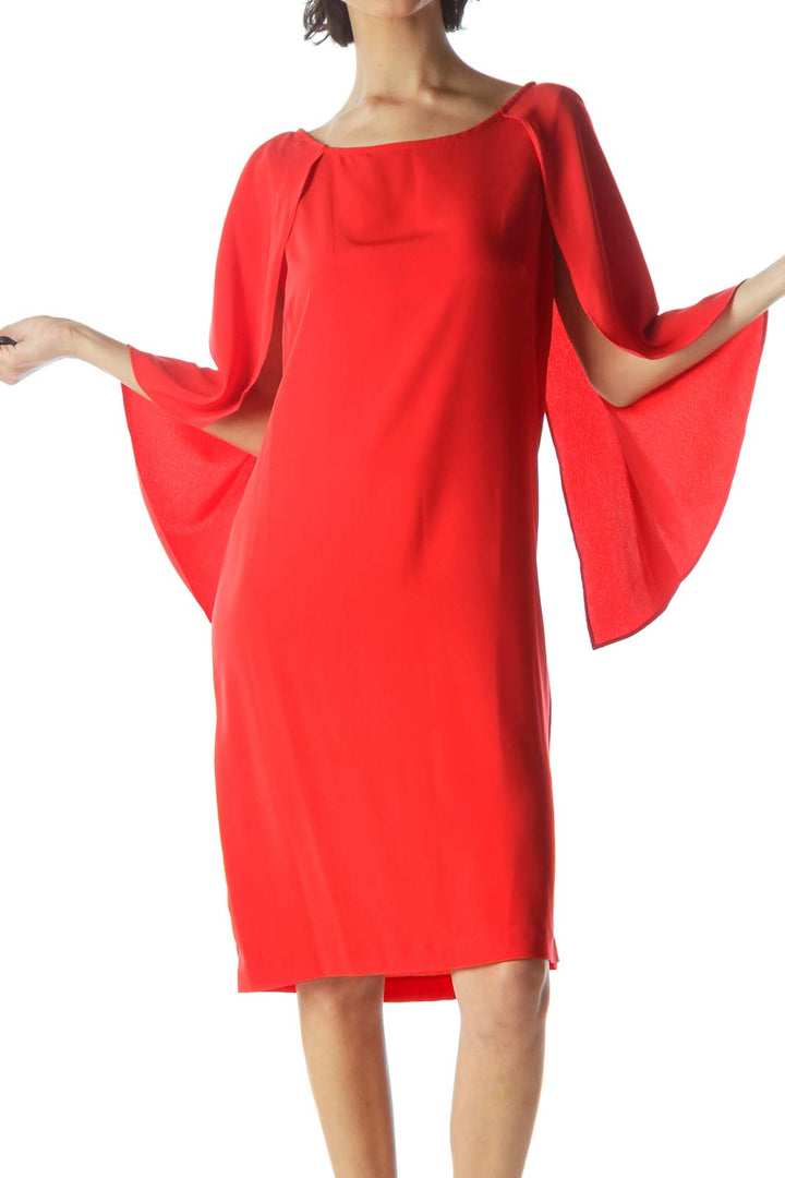 Red Shift Crepe Sleeve Dress