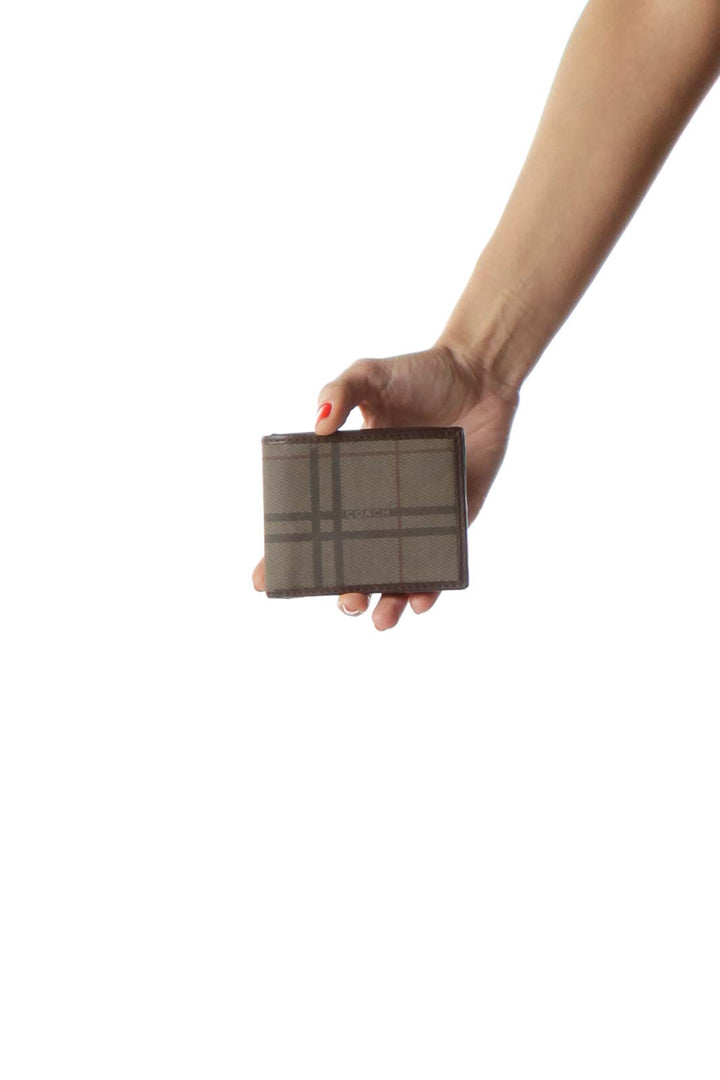 Dark Brown Red Plaid Small Wallet